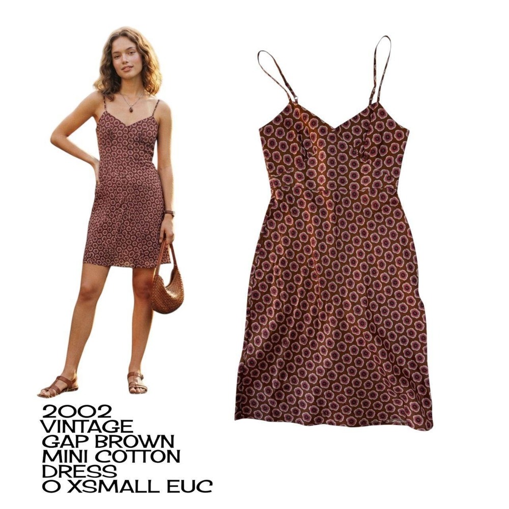 Vintage 2002 Gap geometric medallion print slip dress 0 XSMALL EUC